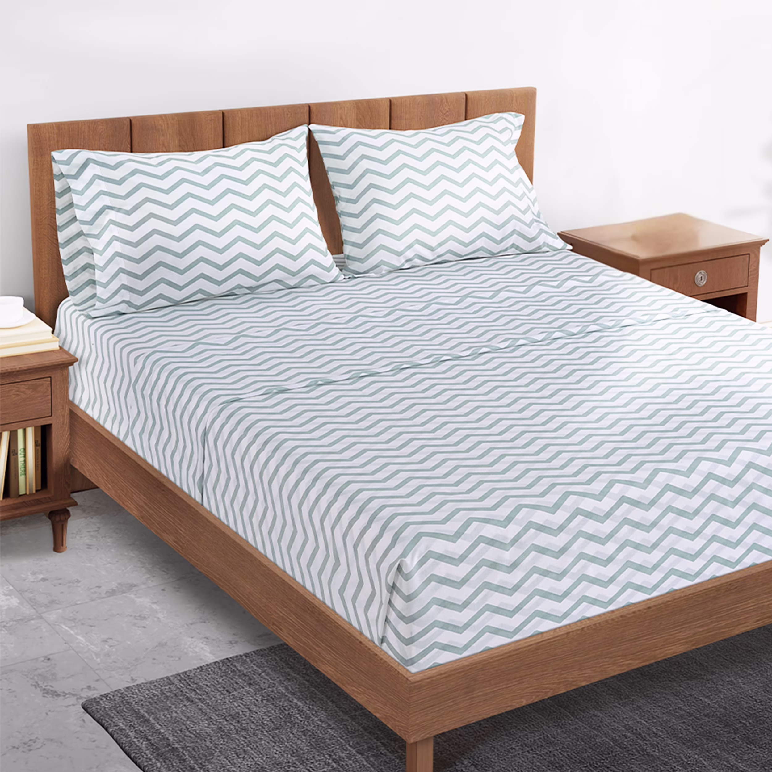 Cotton Bed Sheet Set - King - 4 Piece - Blue