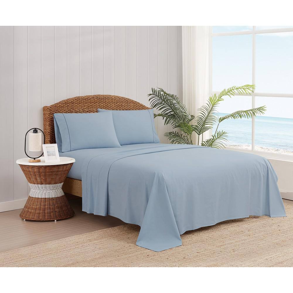 Cotton Bed Sheet Set - Queen - 4 Piece - Blue