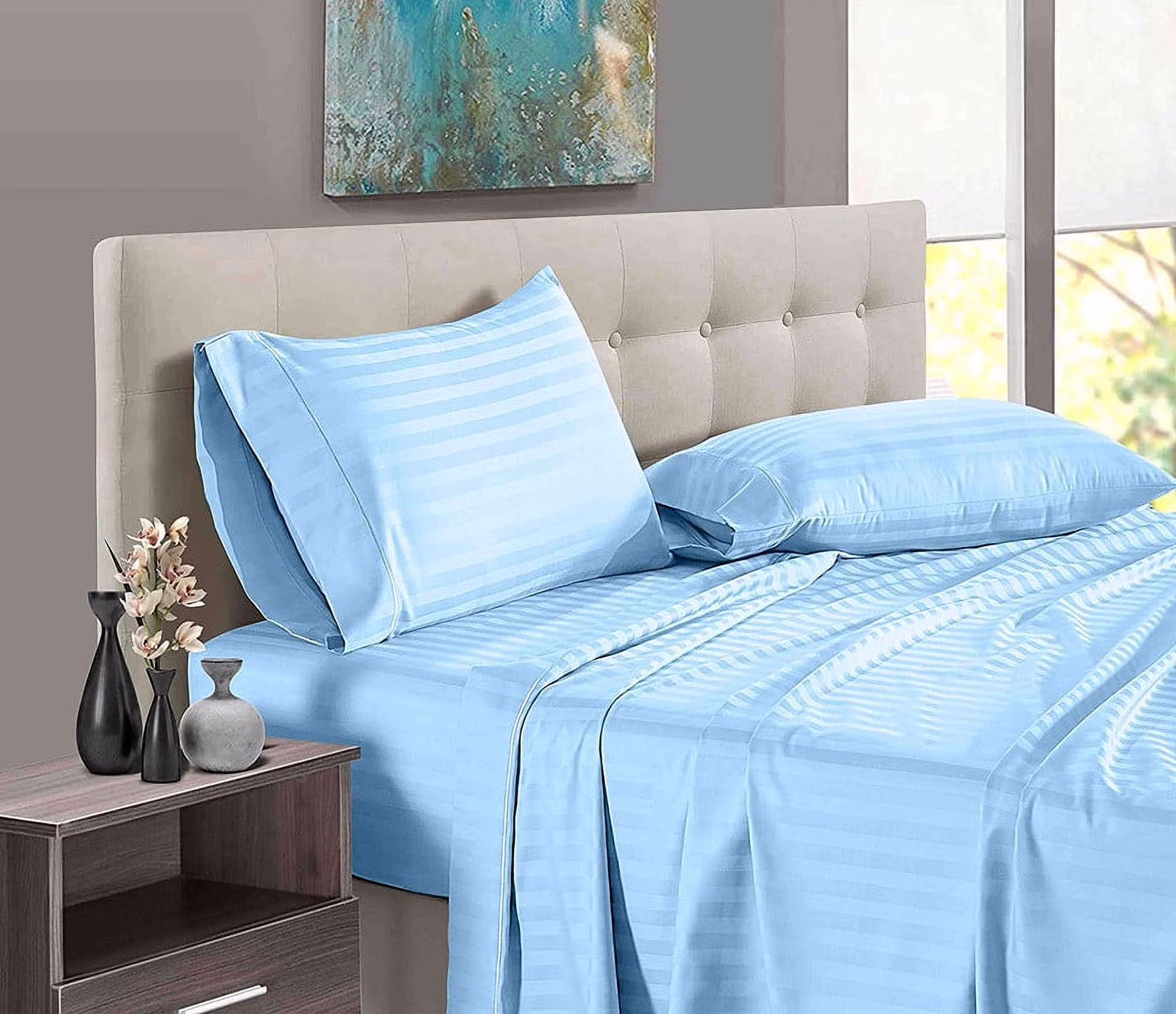Cotton Bed Sheet Set - Single - 4 Piece - Blue