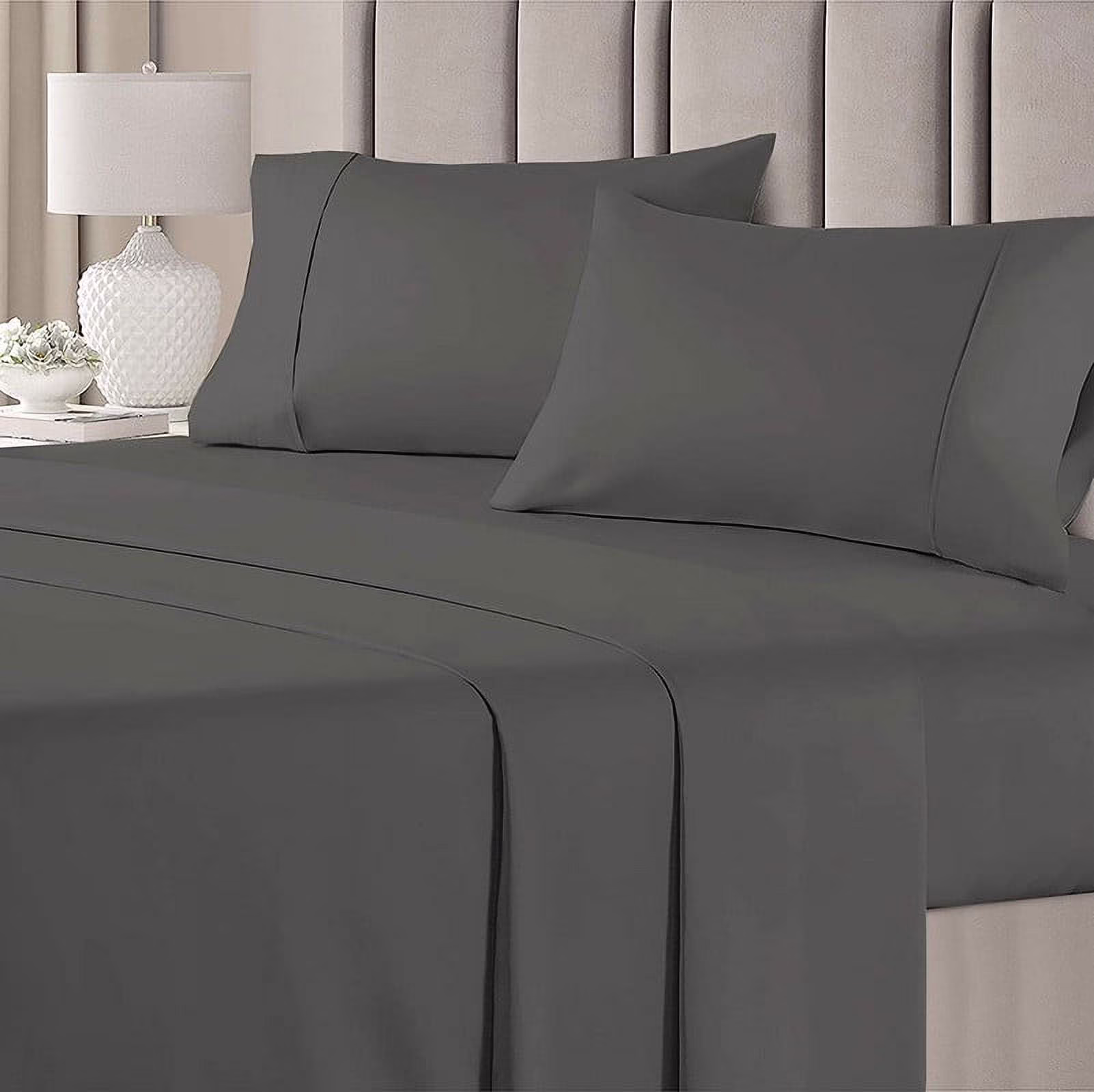 Cotton Bed Sheet Set - Single - 4 Piece - Gray