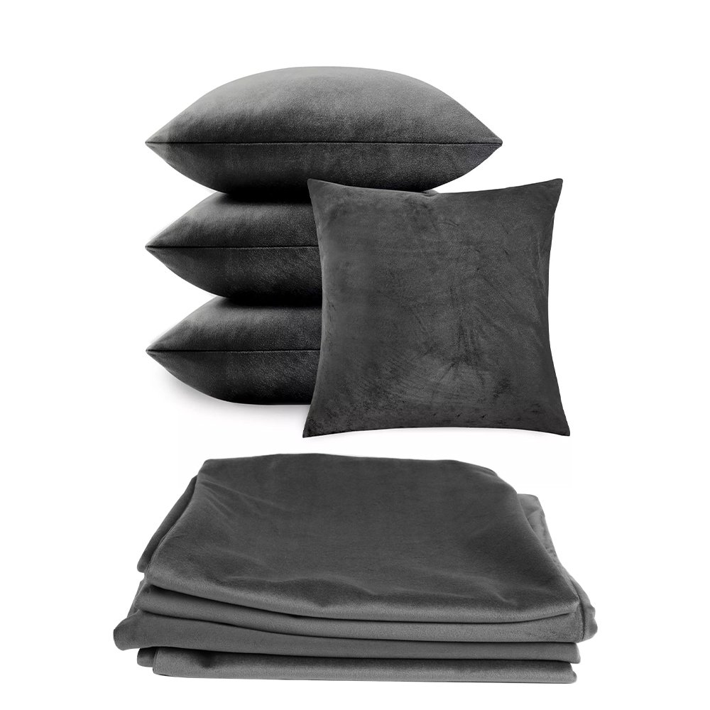 Cushion Cover Set - 45x45cm - 4 Pieces - Plain Velvet