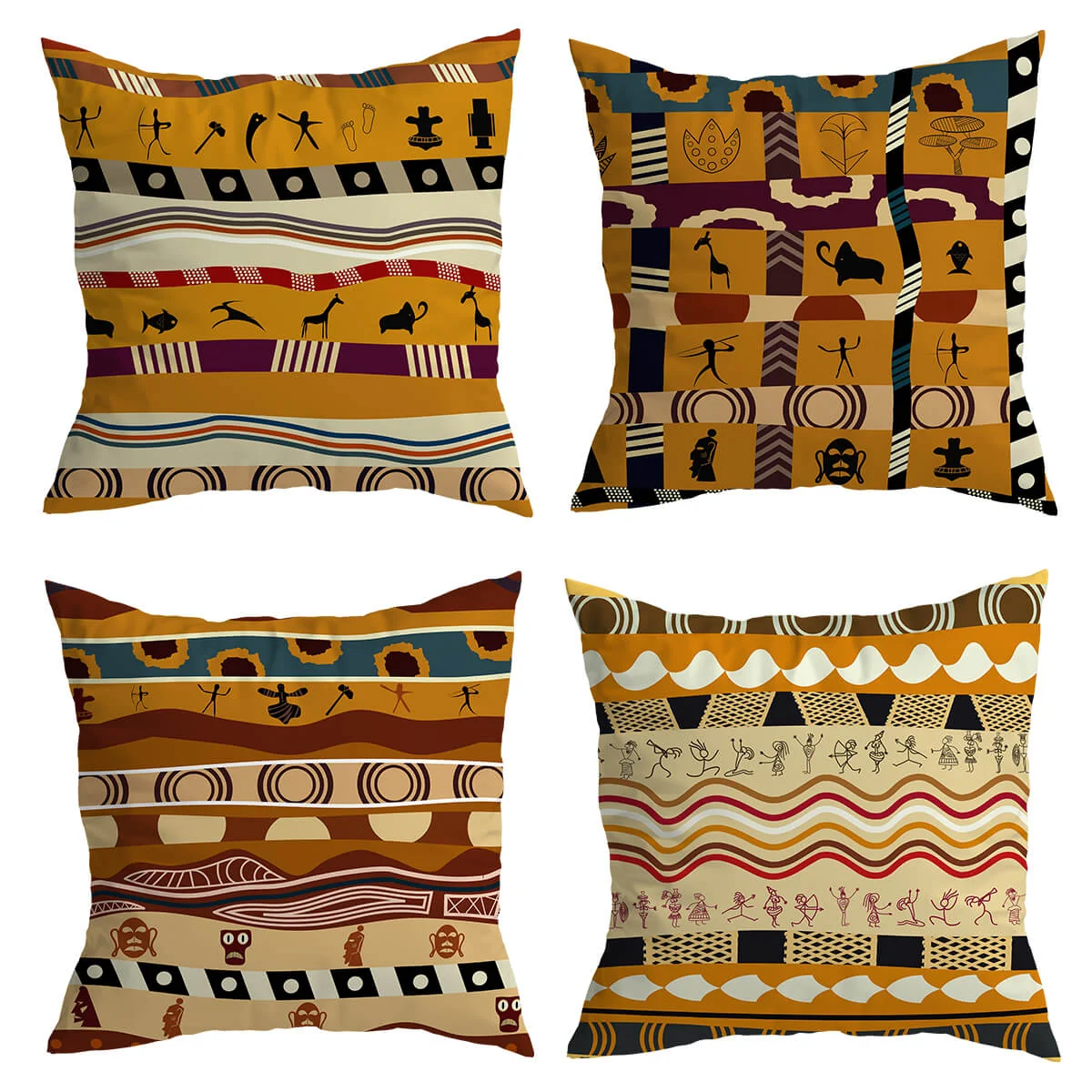 Cushion Cover Set - 50x50cm - 4 Pieces - African Print
