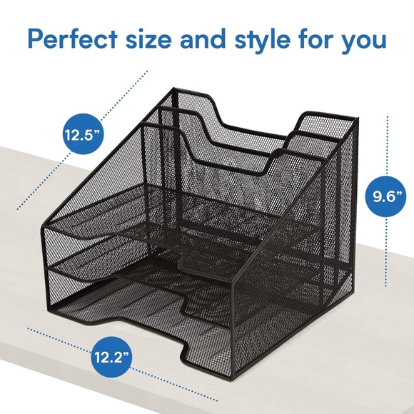 Desk Organizer - 5 Compartment - Black