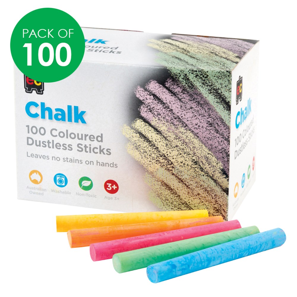 Dustless Chalk - 100 Pack - Colored