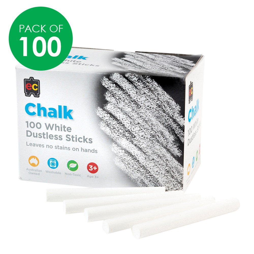 Dustless Chalk - 100 Pack - White