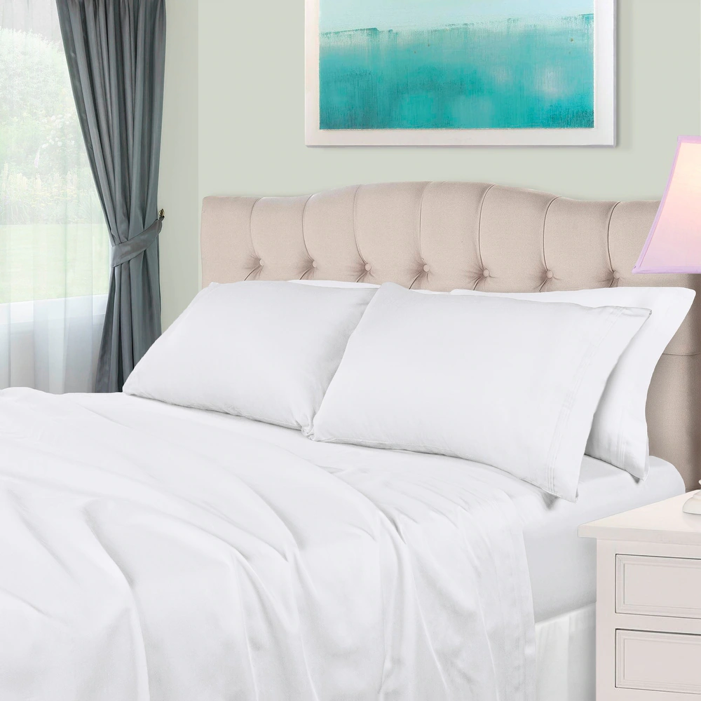Egyptian Cotton Bed Sheet Set - Single - 4 Piece - White
