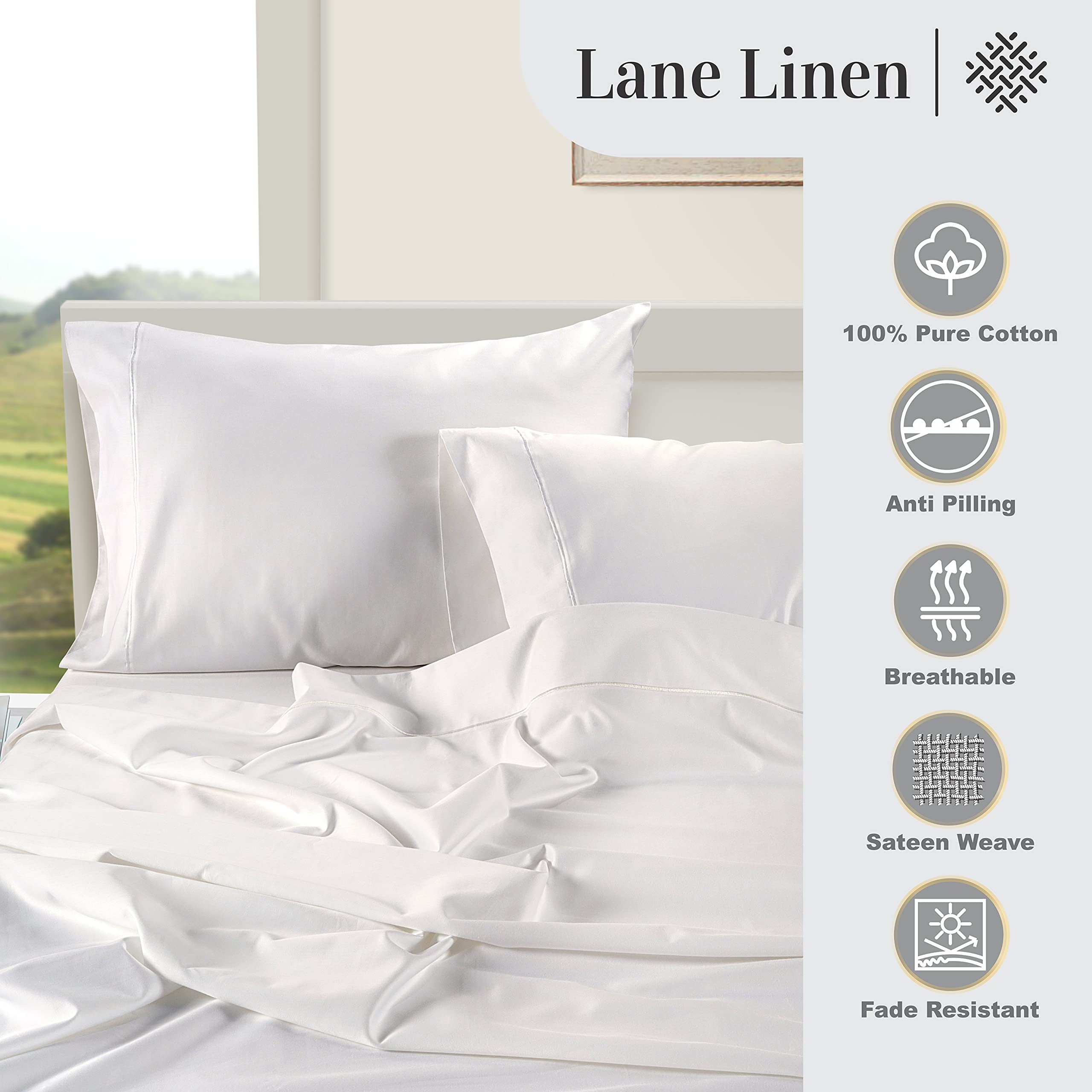 Egyptian Cotton Bed Sheet Set - Single - 4 Piece - White