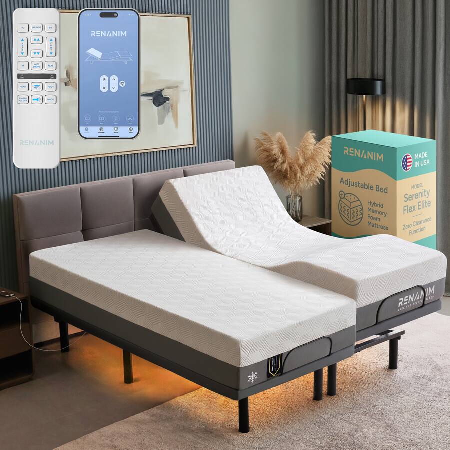 Electric Adjustable Bed - Double 12 inch Firm Support