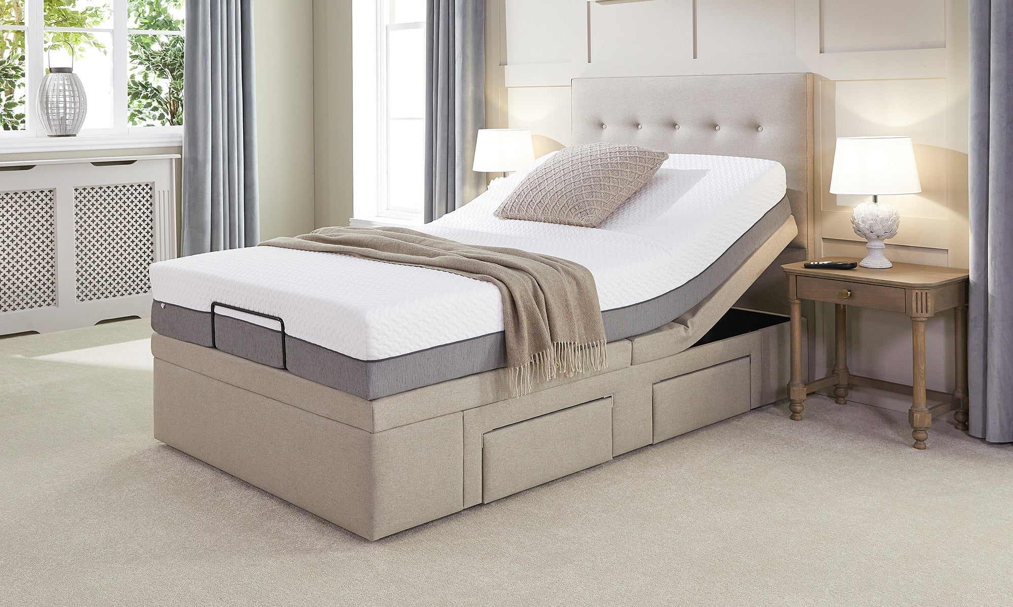 Electric Adjustable Bed - Double 14 inch Hypoallergenic