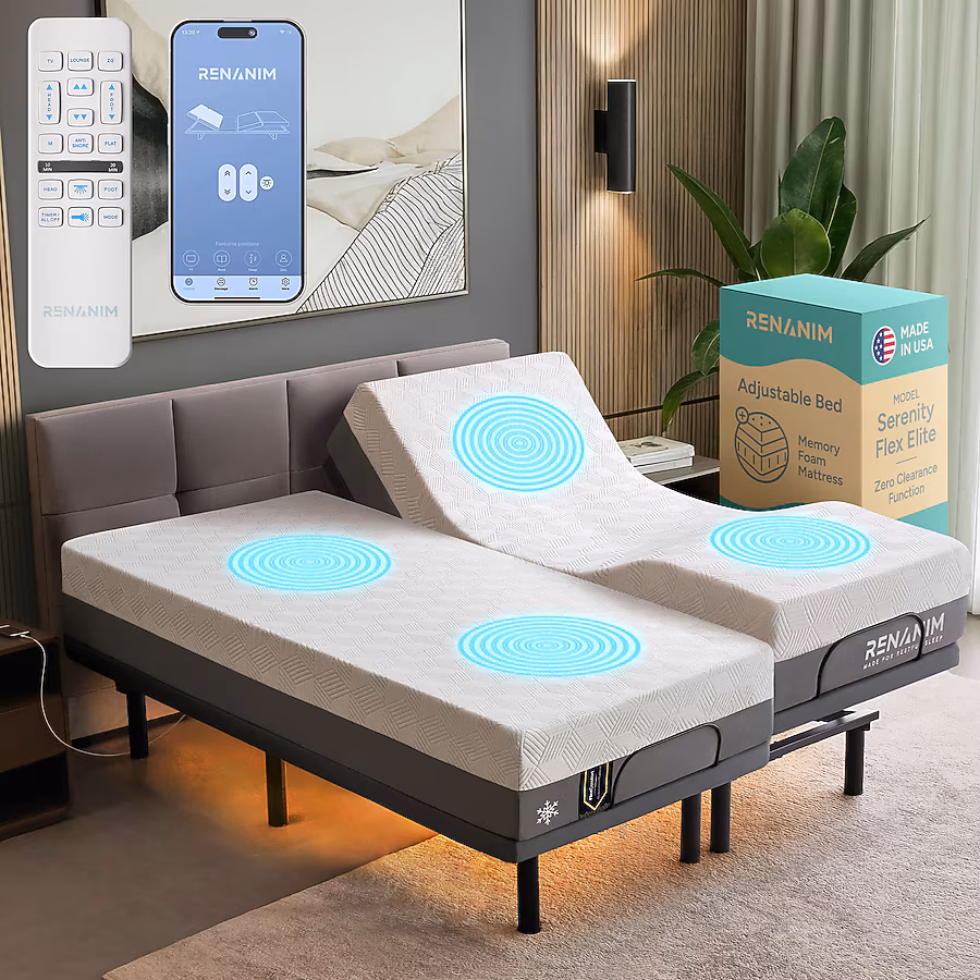 Electric Adjustable Bed - Double 14 inch Plush