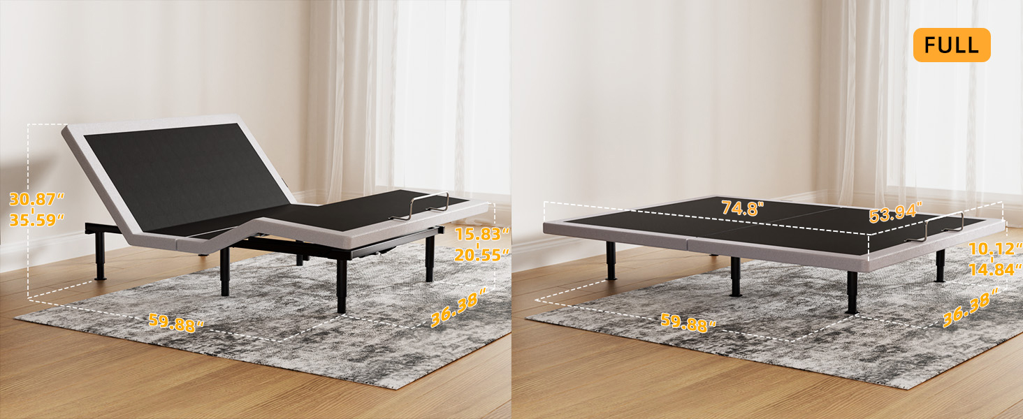 Electric Adjustable Bed - Full 8 inch Firm Support