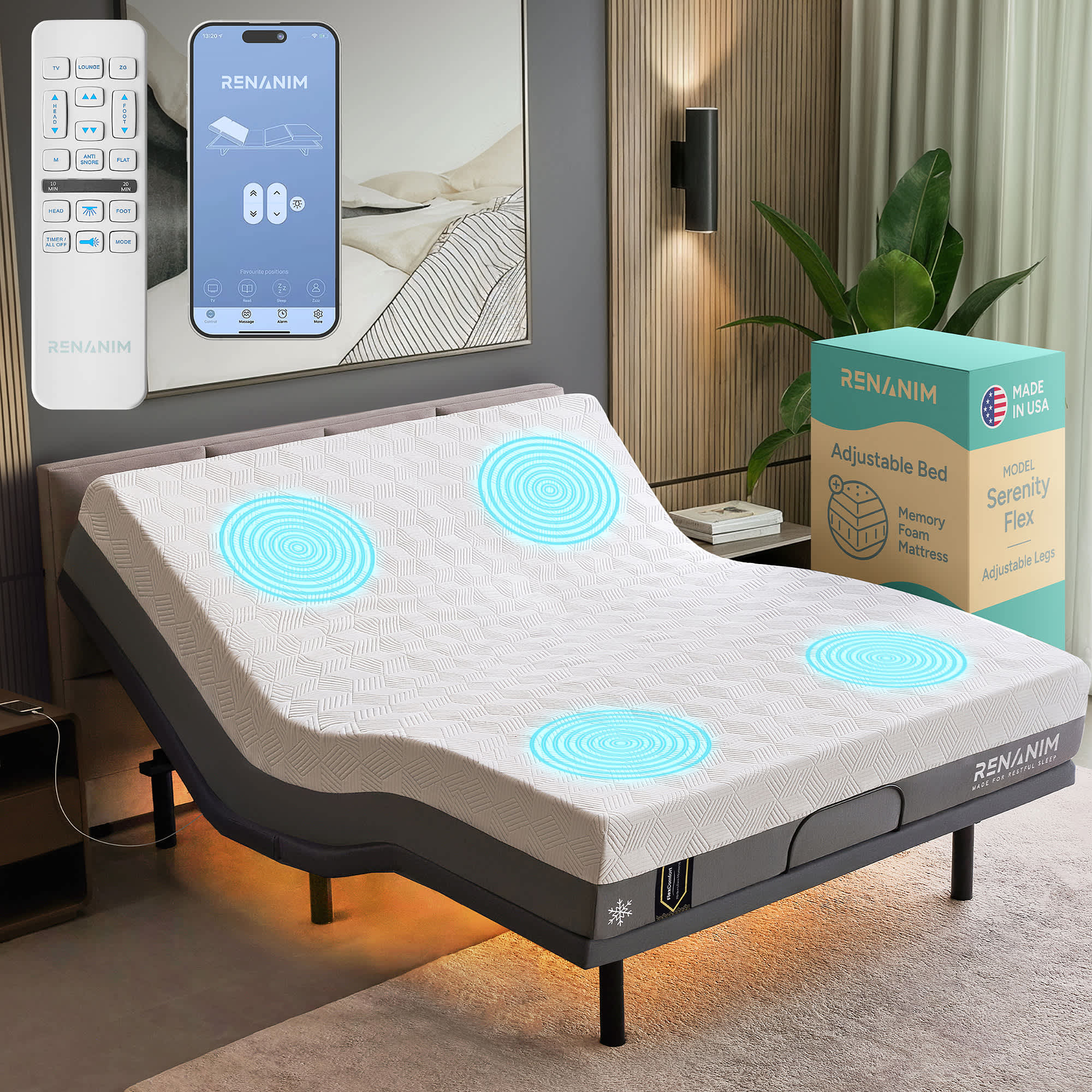Electric Adjustable Bed - King 14 inch Firm Support