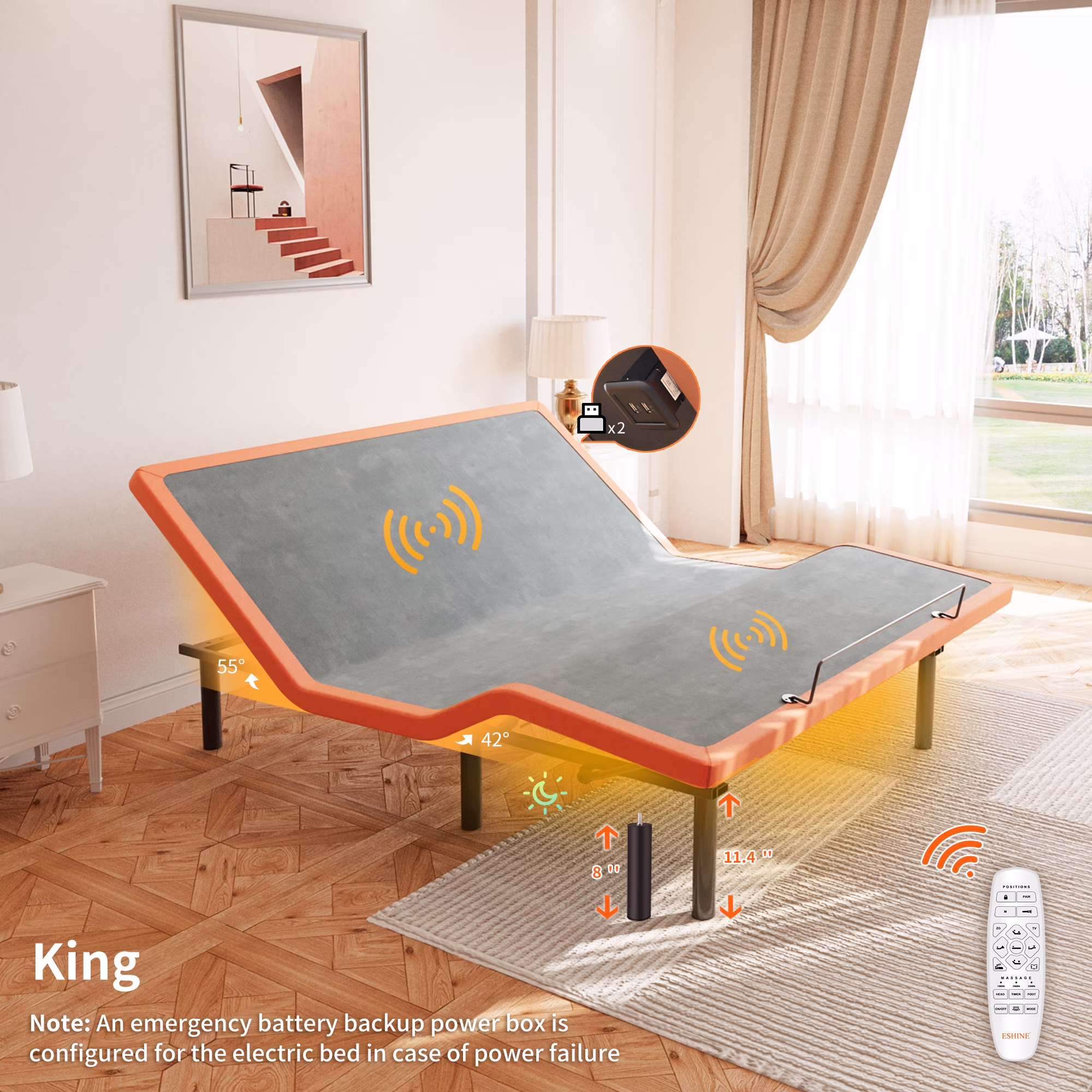 Electric Adjustable Bed - King 6 inch Cooling