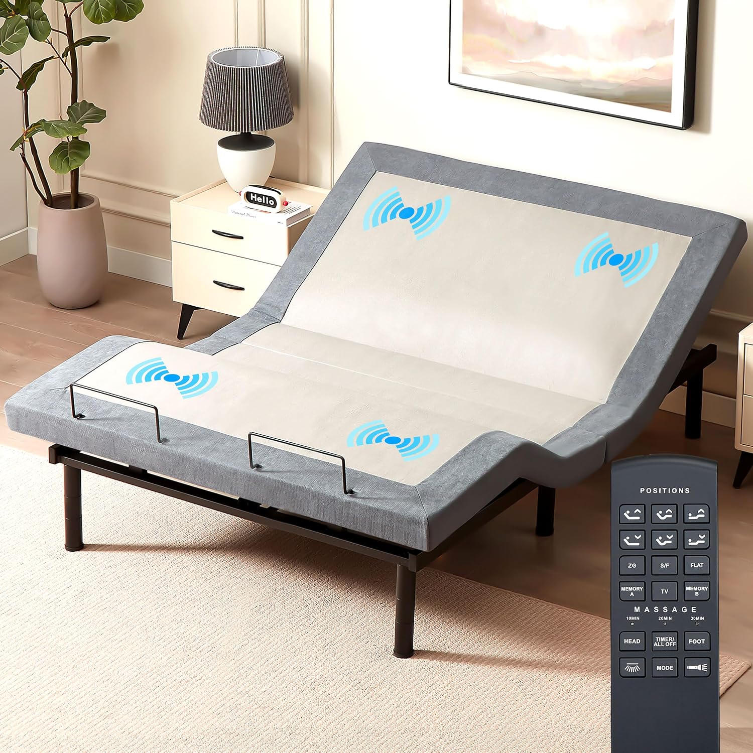 Electric Adjustable Bed - King 8 inch Plush