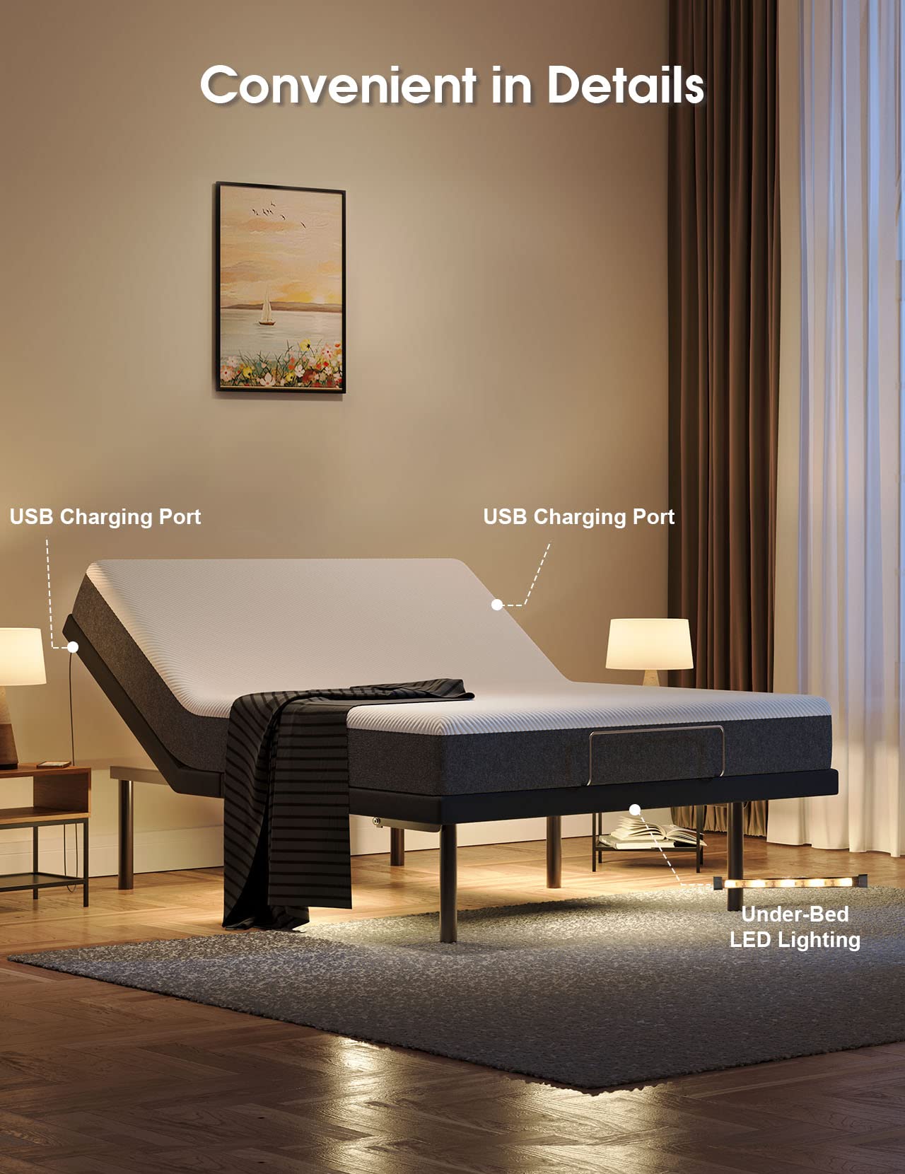 Electric Adjustable Bed - Queen 12 inch Eco-friendly