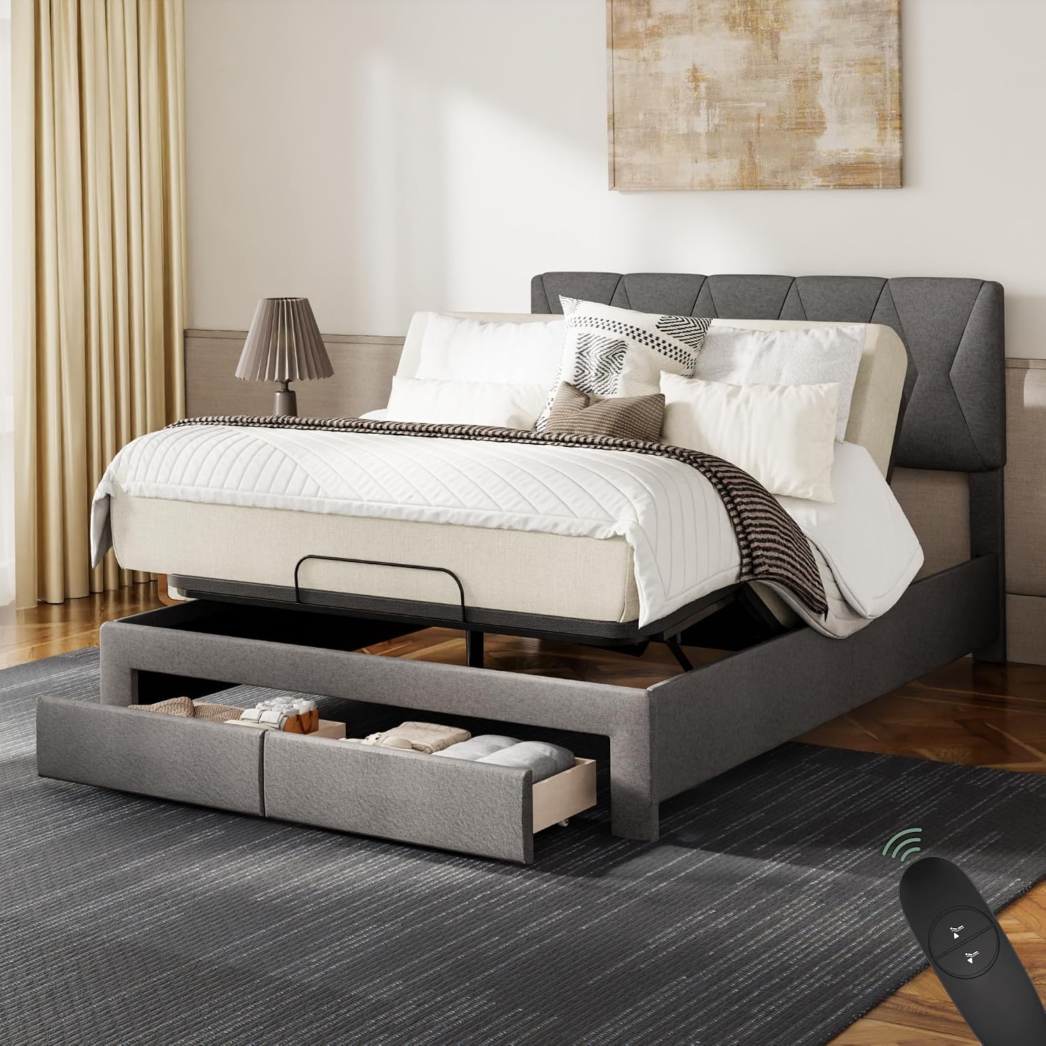 Electric Adjustable Bed - Queen 12 inch Plush