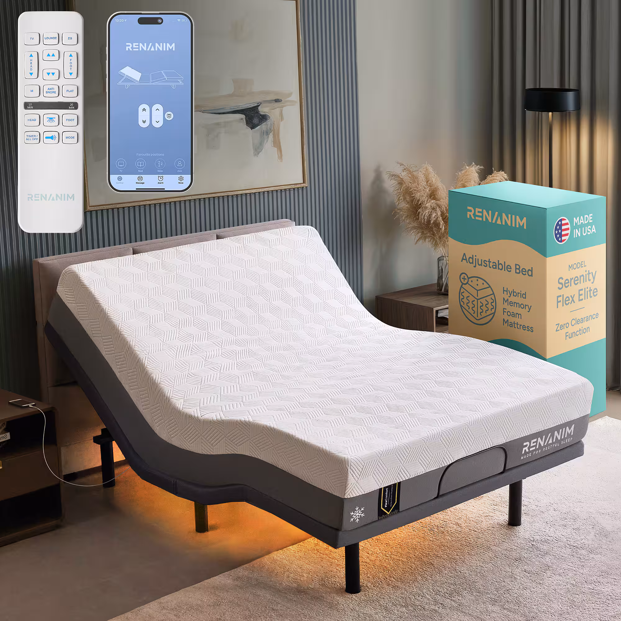 Electric Adjustable Bed - Queen 8 inch Cooling