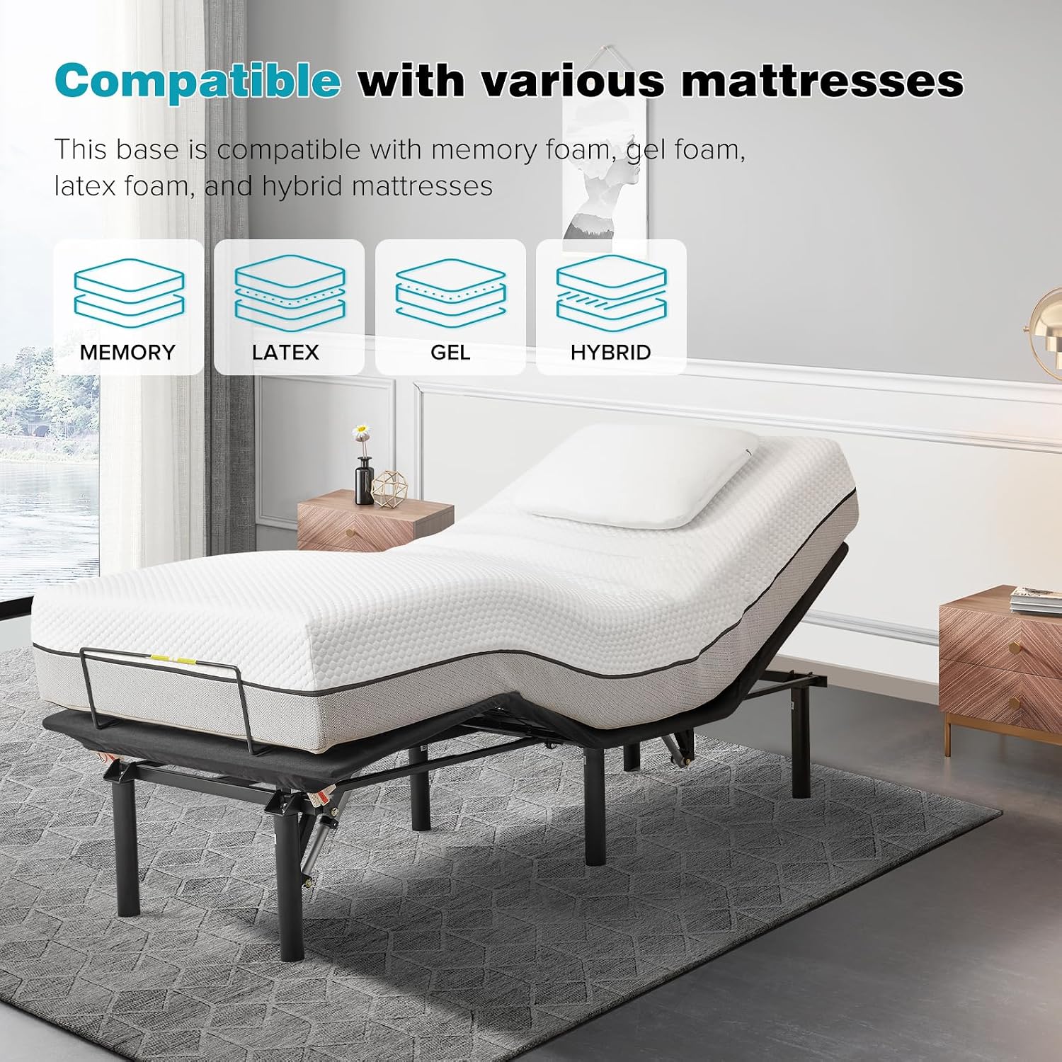 Electric Adjustable Bed - Twin XL 6 inch Firm Support