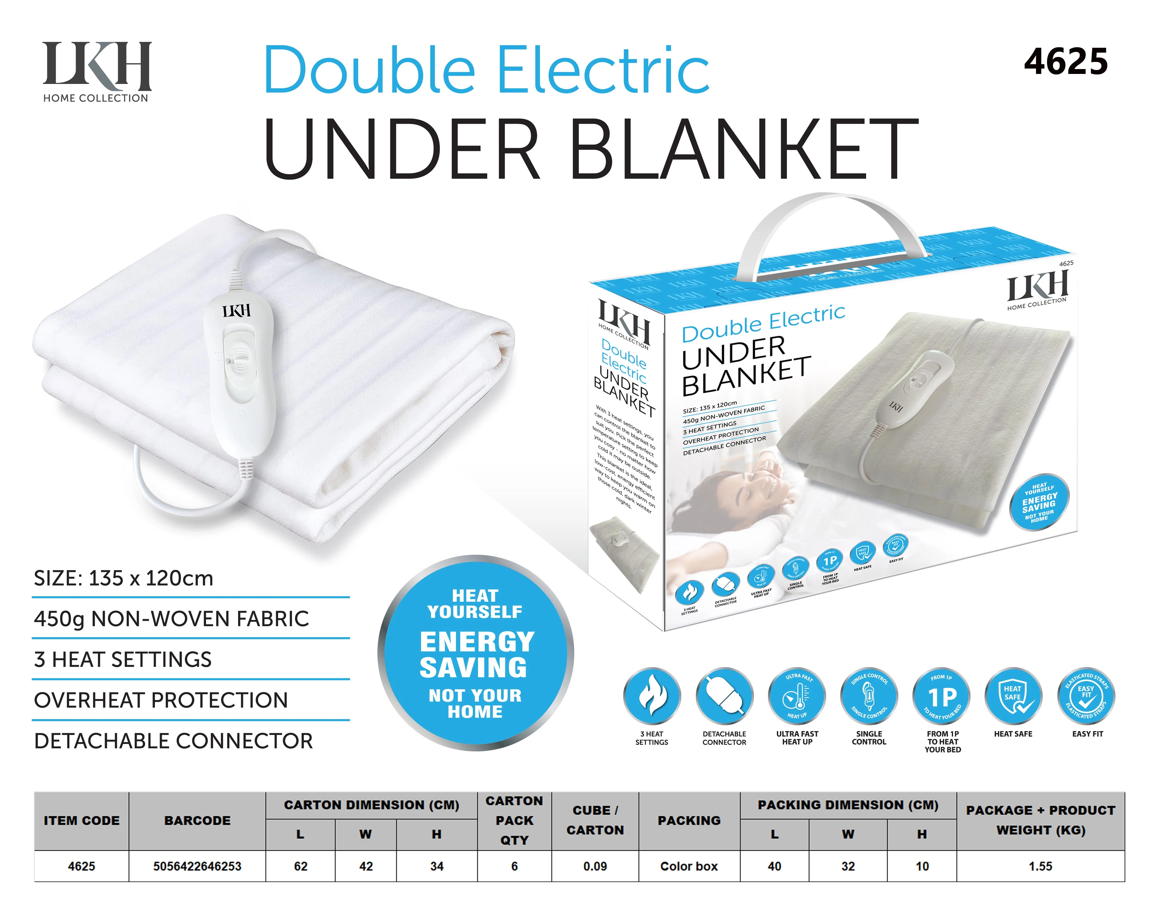 Electric Blanket - Double - White