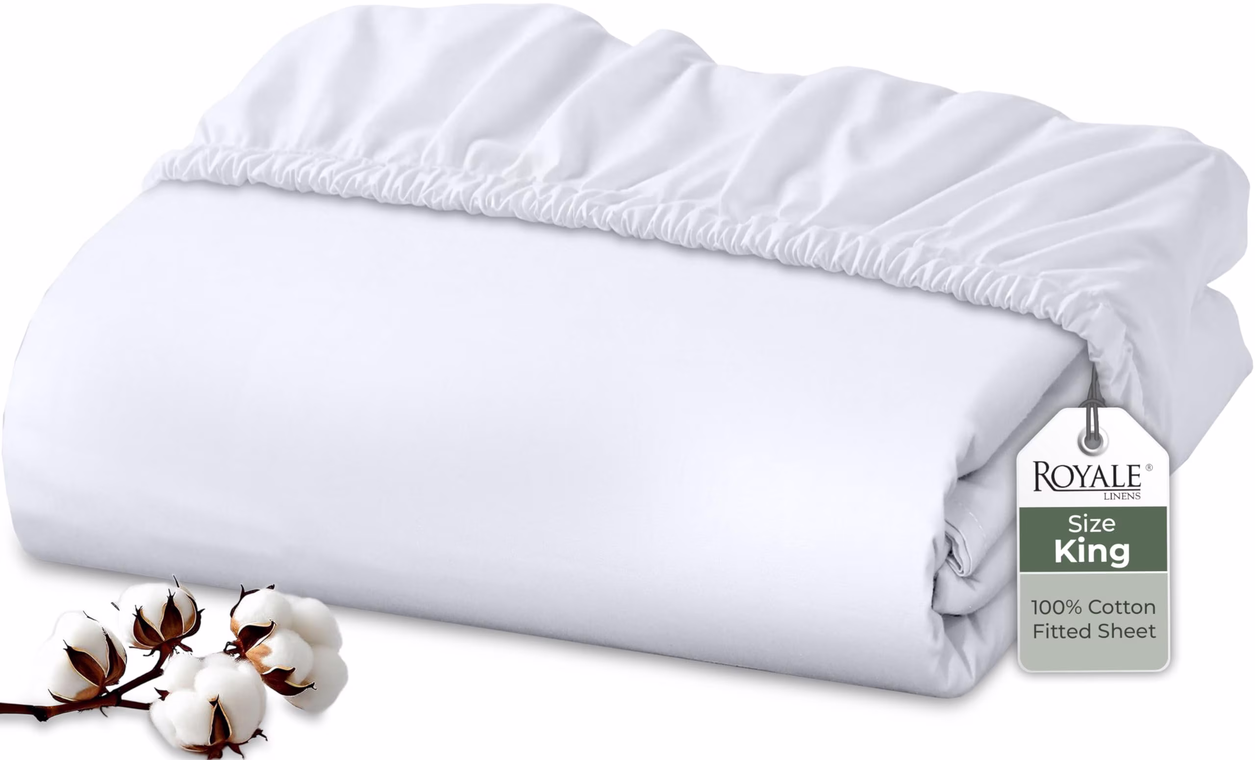 Fitted Sheet - King - Elastic - White