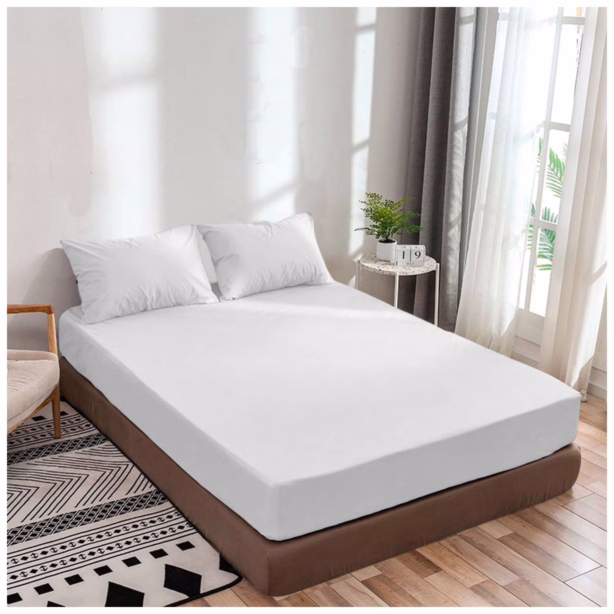 Fitted Sheet - King - Elastic - White