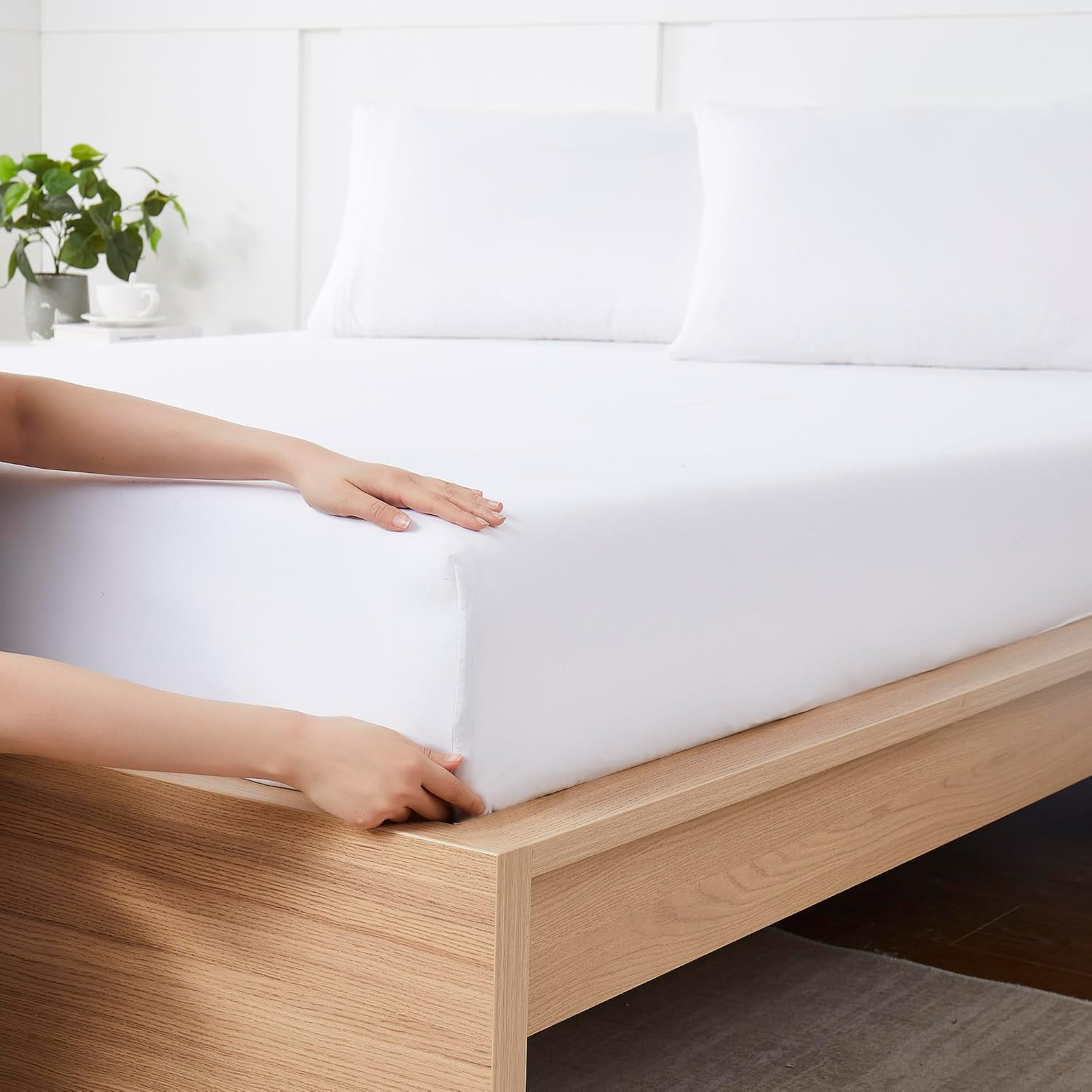 Fitted Sheet - Queen - Elastic - White