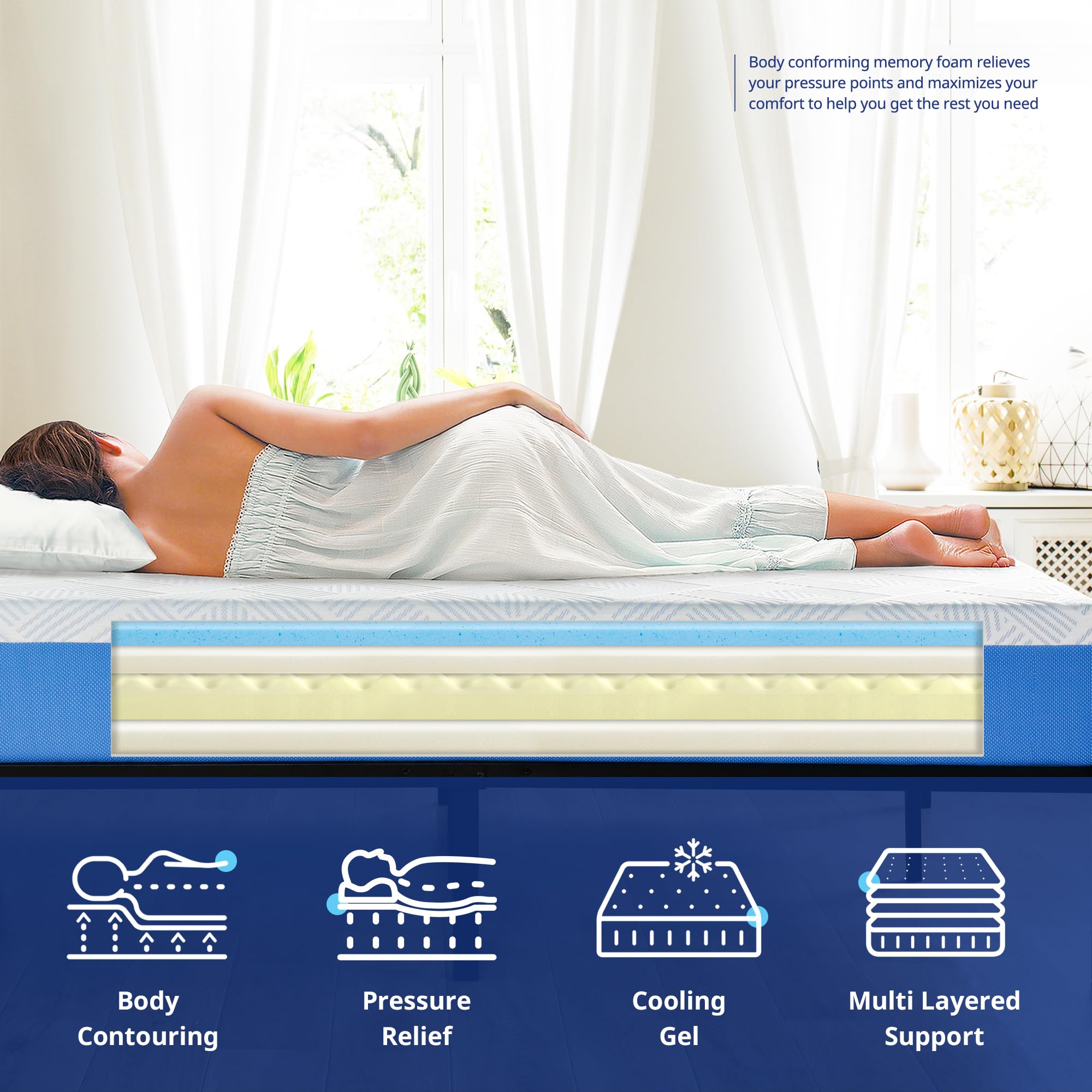 Gel Infused Mattress - Full 10 inch Cooling