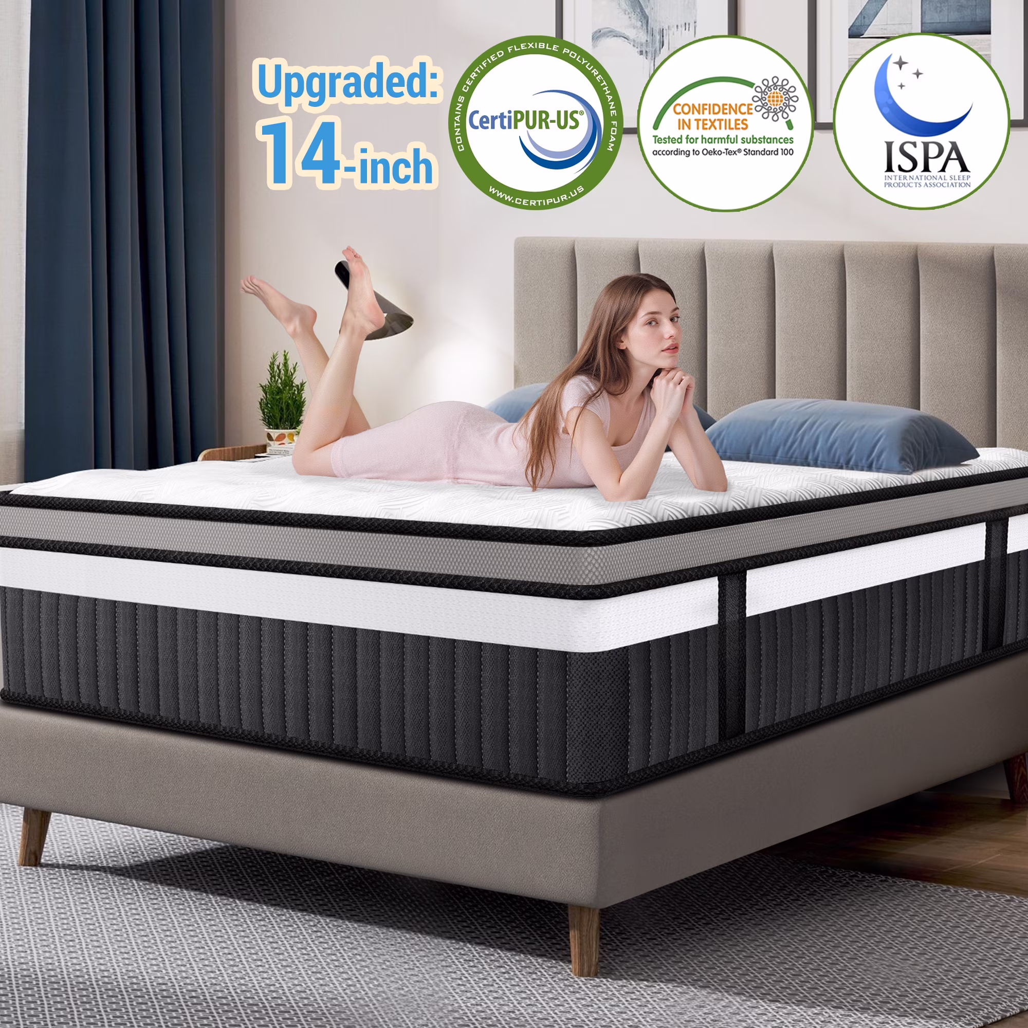 Gel Infused Mattress - King 14 inch Hypoallergenic