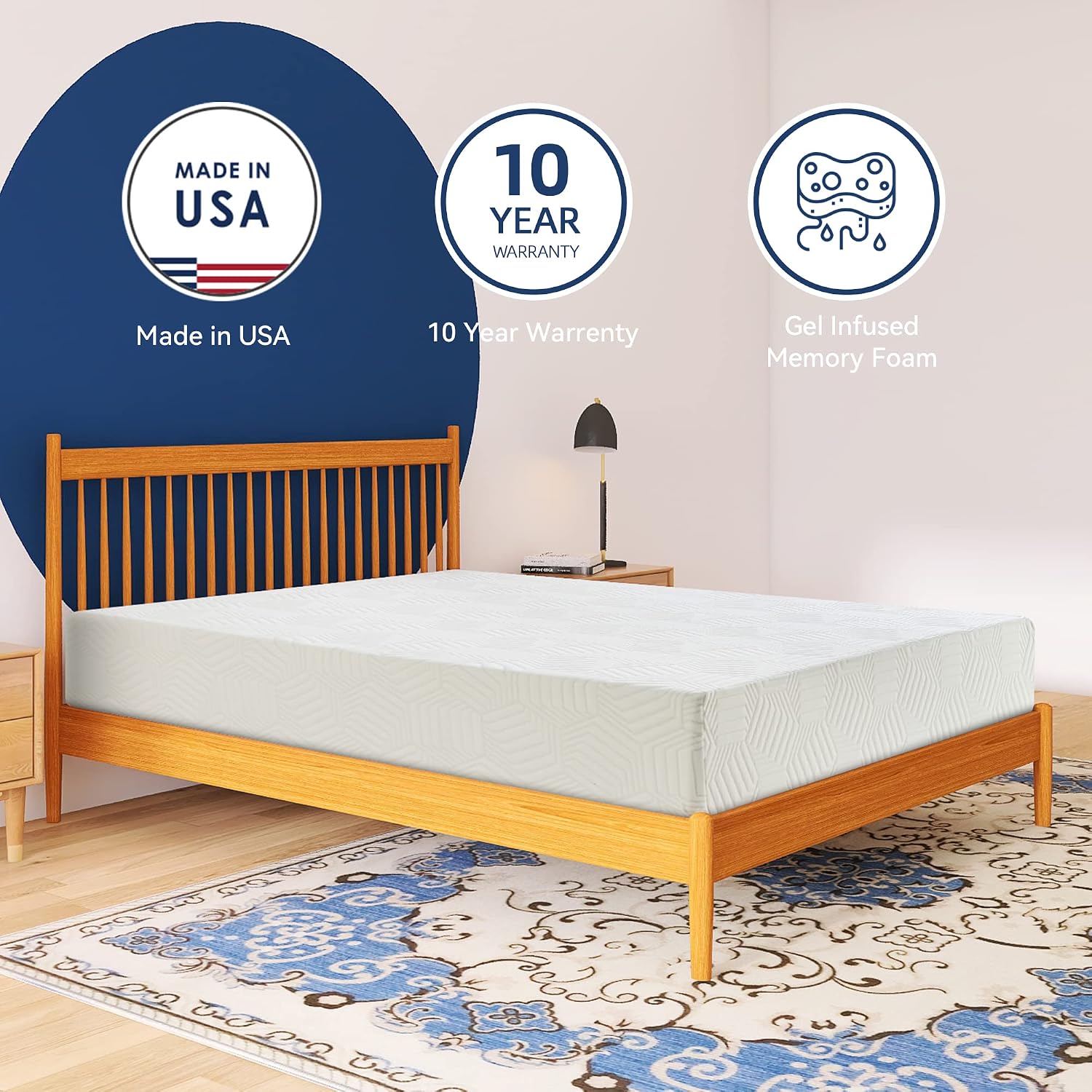 Gel Infused Mattress - Queen 10 inch Firm Support