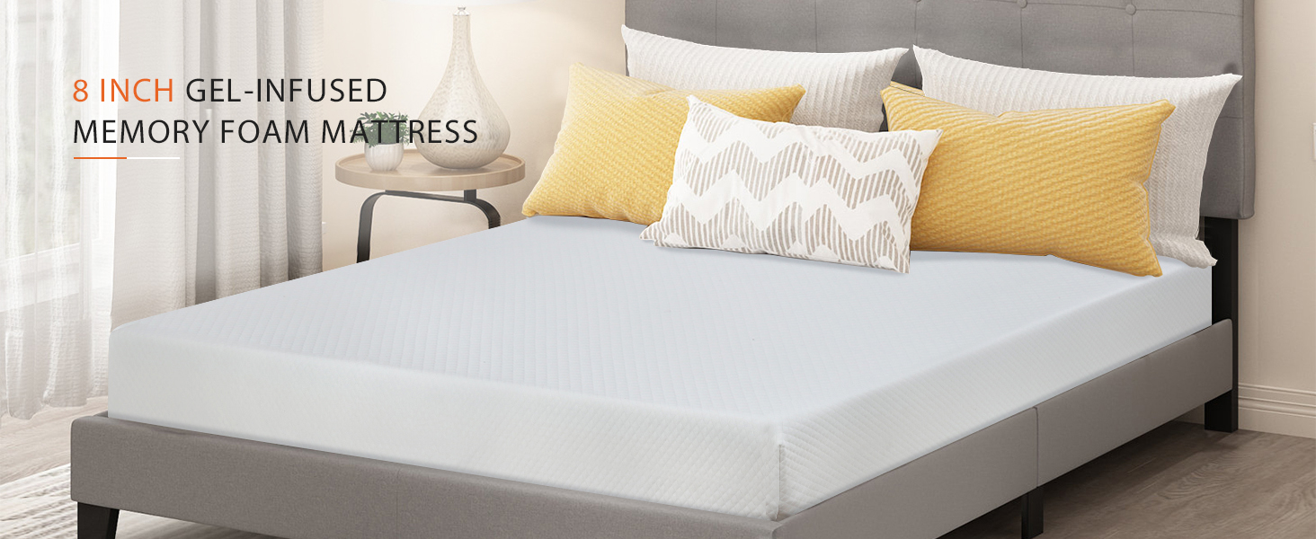 Gel Infused Mattress - Queen 8 inch Hypoallergenic