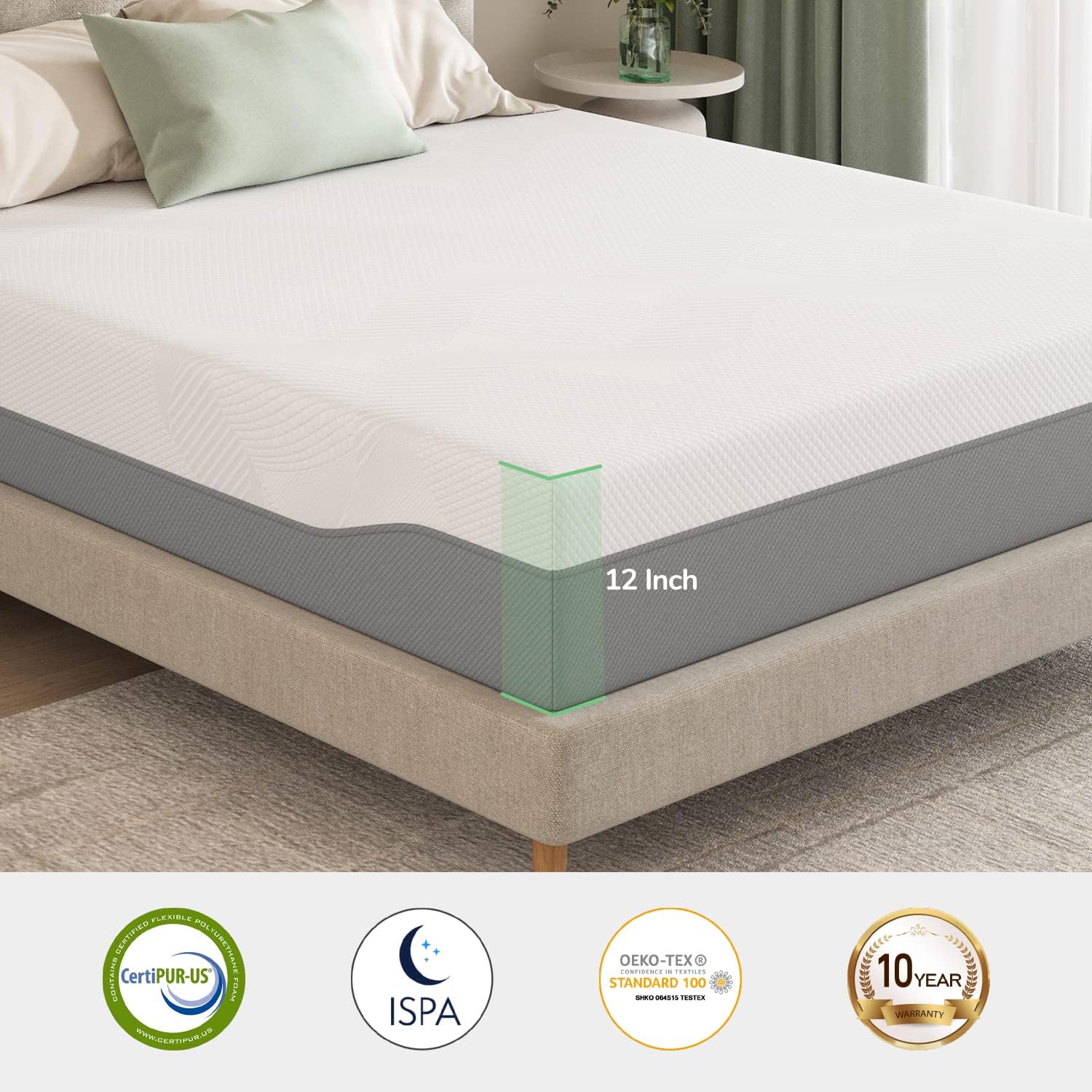 Gel Infused Mattress - Twin XL 12 inch Cooling