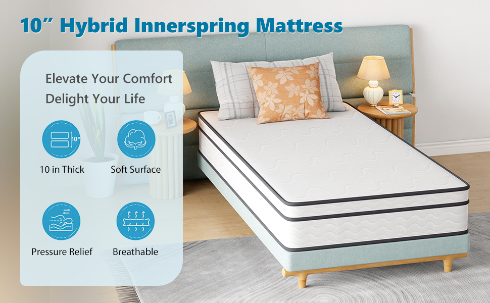 Hybrid Mattress - Twin XL 10 inch Eco-friendly