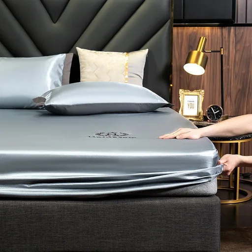 Ice Silk Bed Sheet Set - Single - Gray