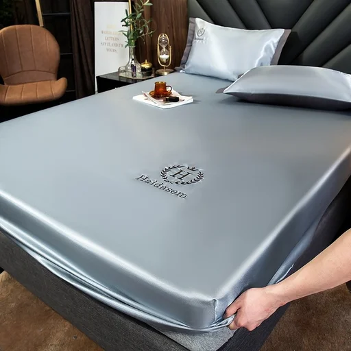 Ice Silk Bed Sheet Set - Single - Gray