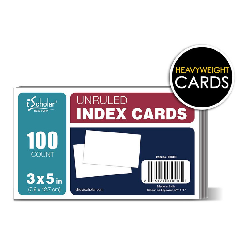 Index Cards - Unruled - 3x5 - 100 Pack