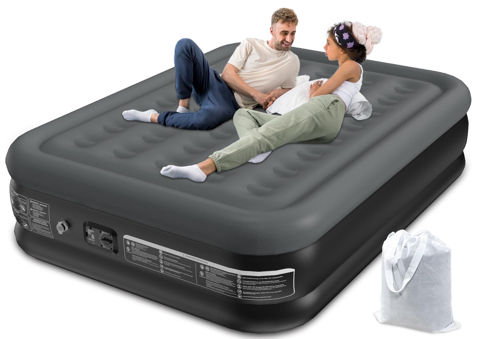 Inflatable Mattress - Double - Flocked - Gray