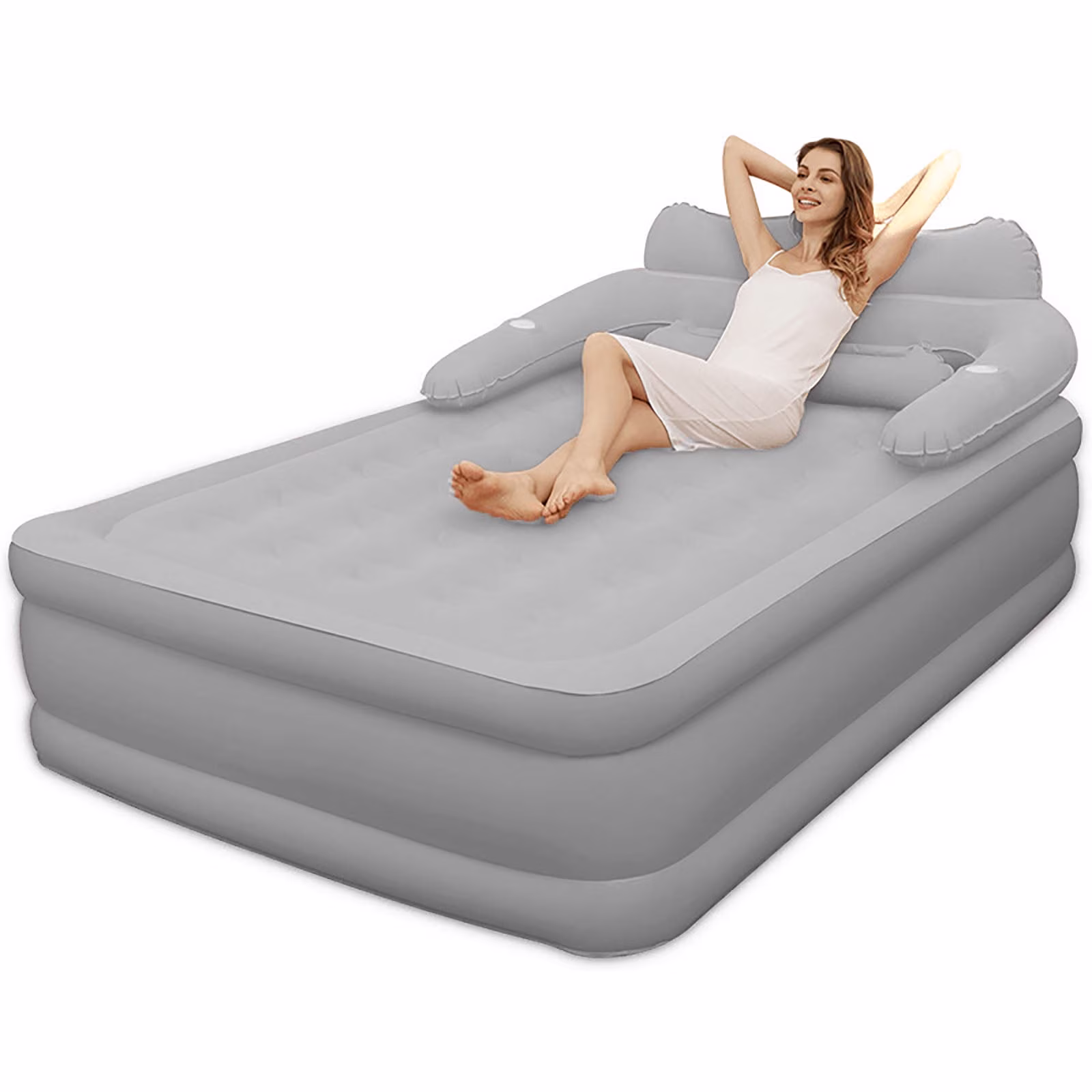 Inflatable Mattress - Double - Flocked - Gray