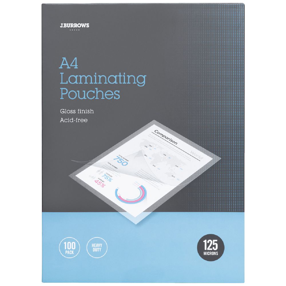 Laminating Pouches - A4 - 125 Micron - 100 Pack