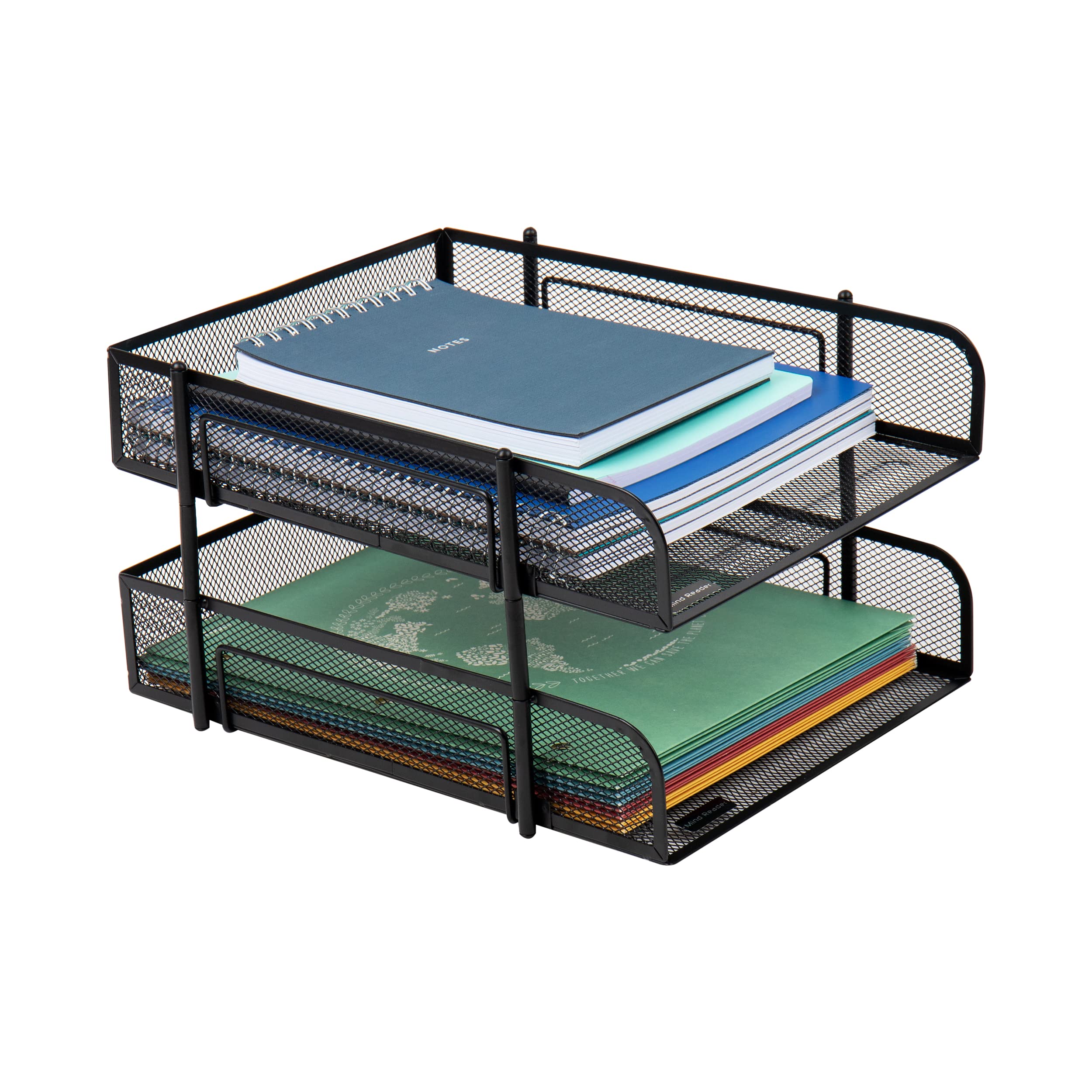 Letter Tray - 2 Tier - Mesh - Black