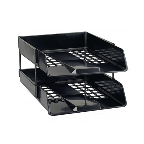 Letter Tray - 2 Tier - Mesh - Black