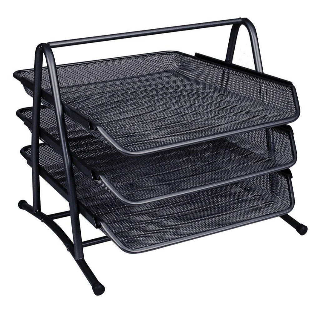 Letter Tray - 3 Tier - Mesh - Black