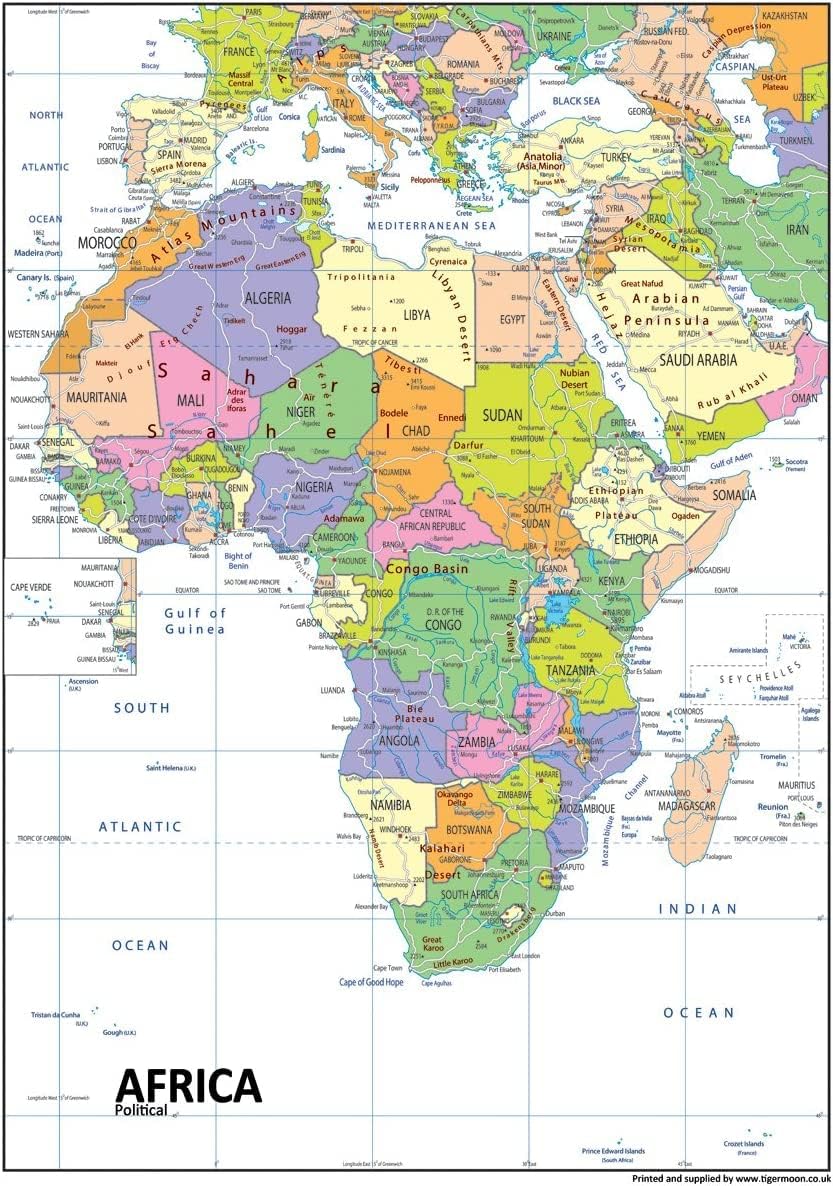 Map of Africa - Laminated - A1