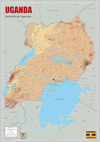 Map of Uganda - Laminated - A1