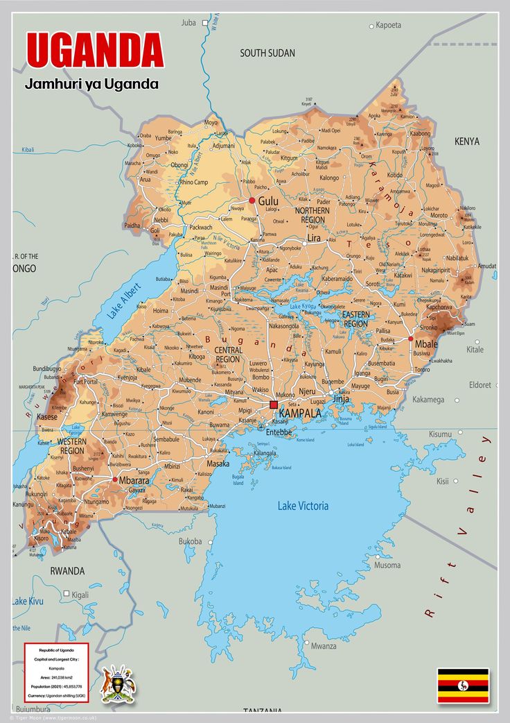 Map of Uganda - Laminated - A1