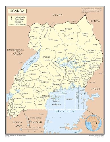 Map of Uganda - Laminated - A1