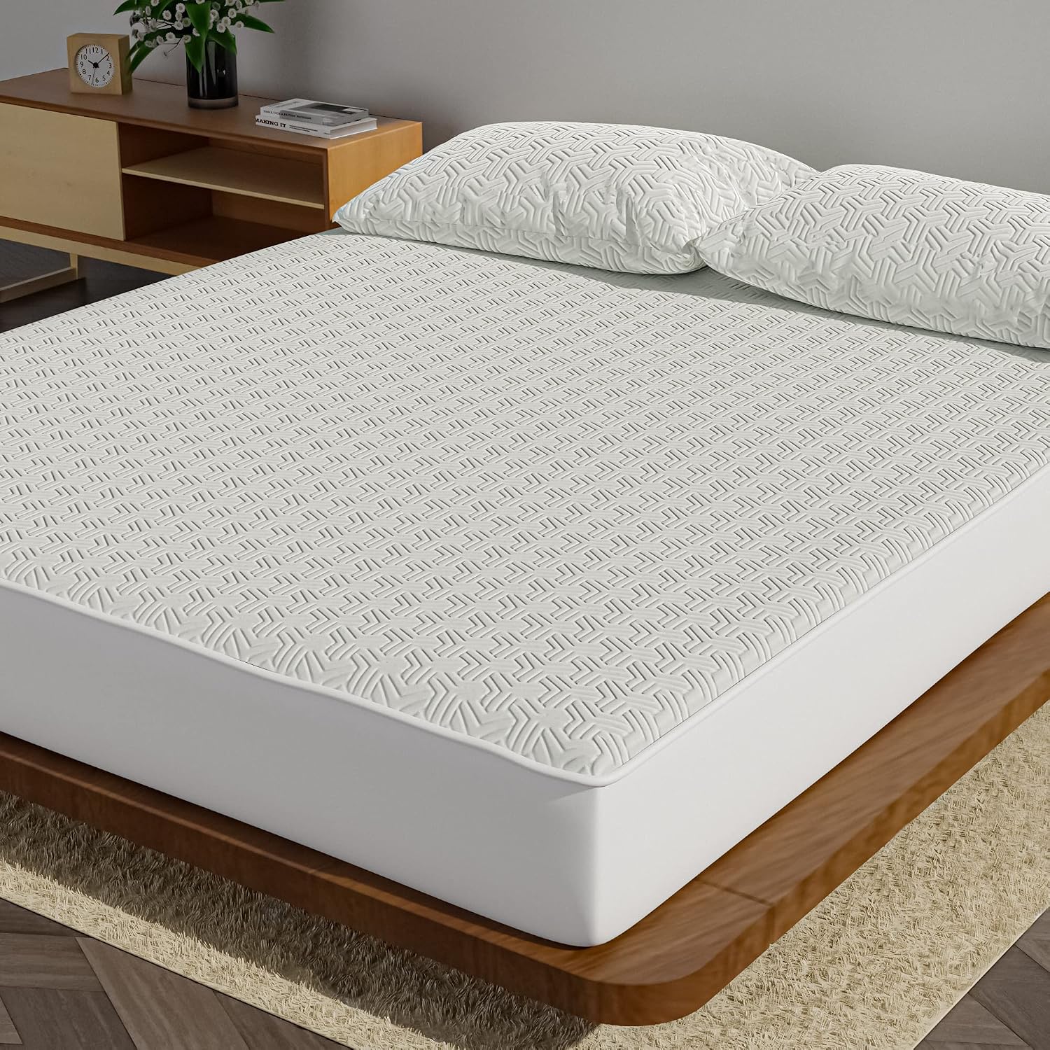 Mattress Protector - Double - Bamboo - White
