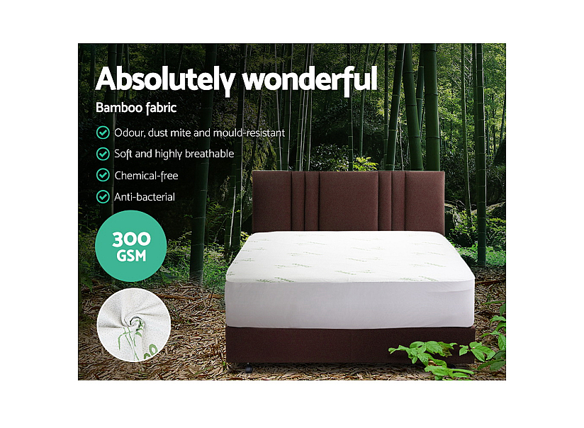 Mattress Protector - Double - Bamboo - White