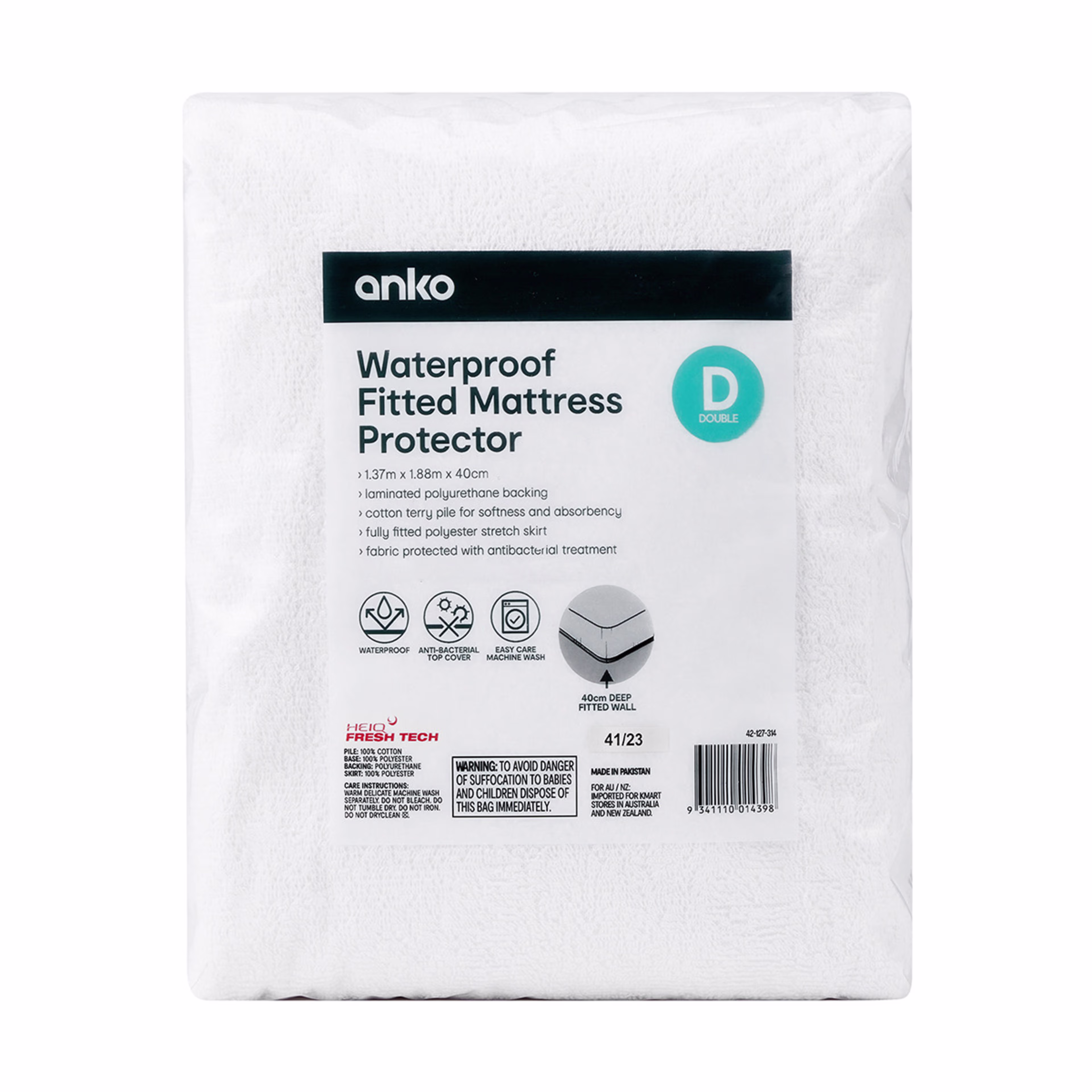 Mattress Protector - Double - Waterproof - White