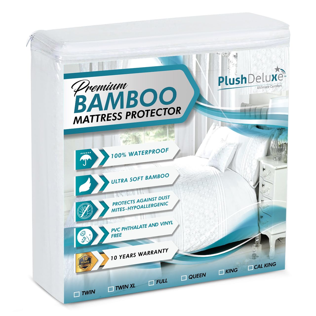 Mattress Protector - King - Bamboo - White