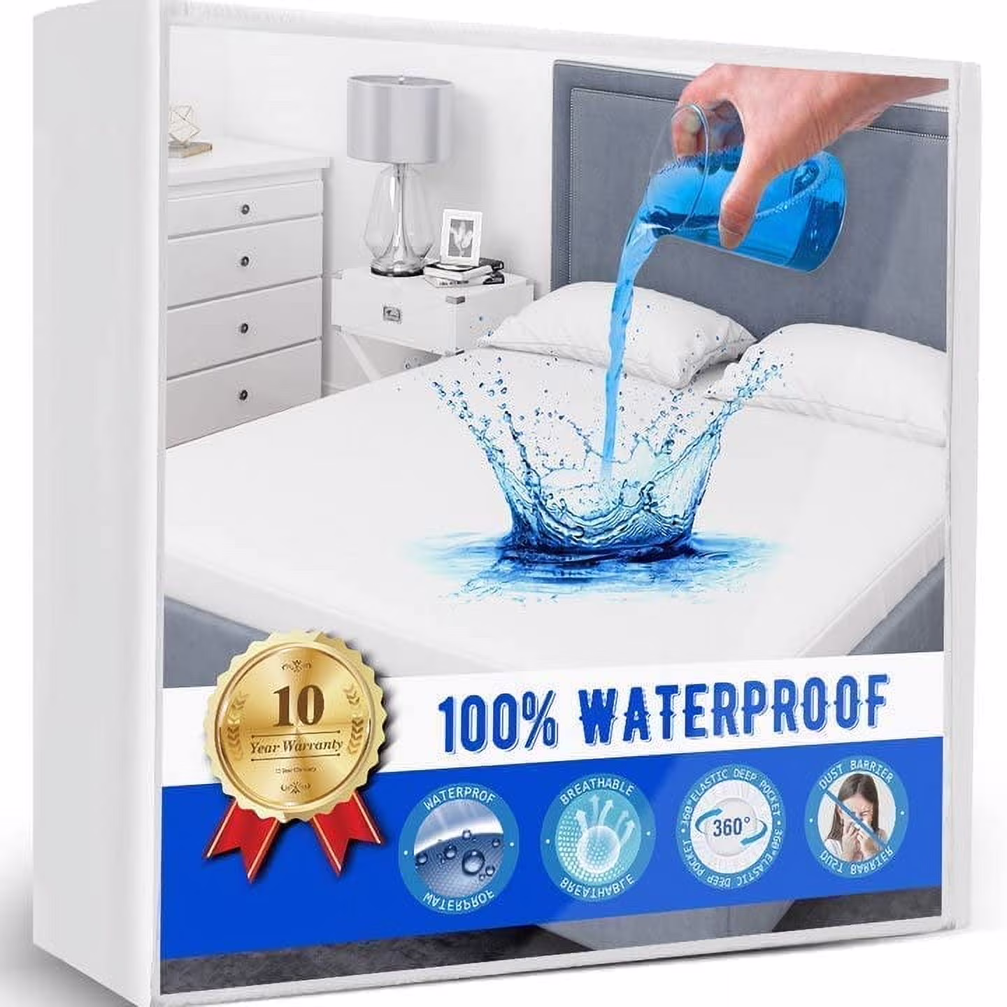 Mattress Protector - King - Waterproof - White